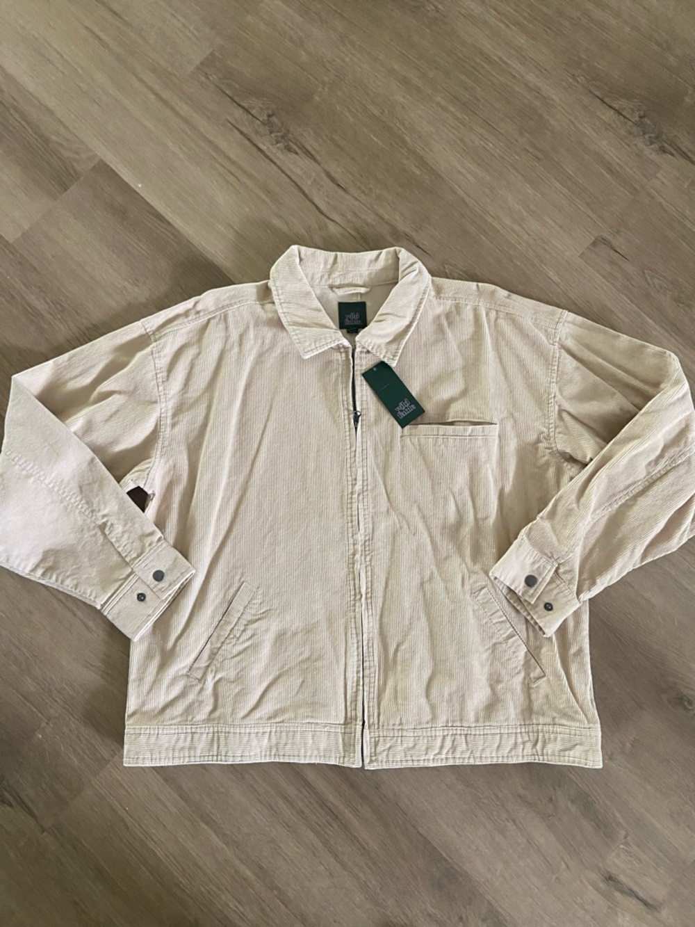 wild fable Cream Corduroy Lightweight Zip Jacket